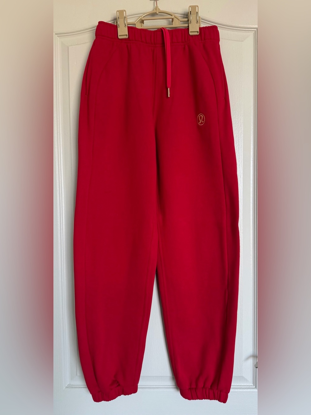 Lunar New Year Dark Red Mid-Rise Oversized Jogger Pants